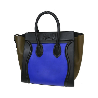 Celine Tricolor Luggage Leather, Blue, Leather, Handbag