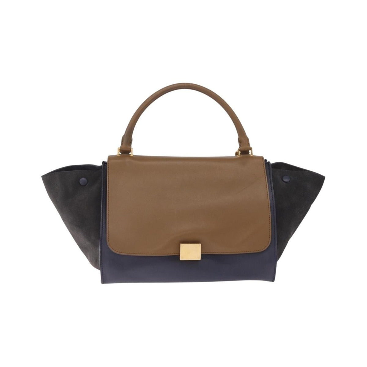 Celine Tricolor Trapeze Leather, Navy, Leather, Handbag