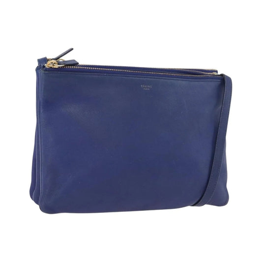 Celine Trio Leather, Blue, Leather, Shoulder Bag