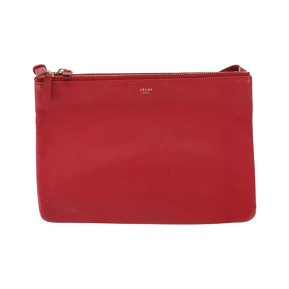 Celine Trio Leather, Red, Leather, Shoulder Bag