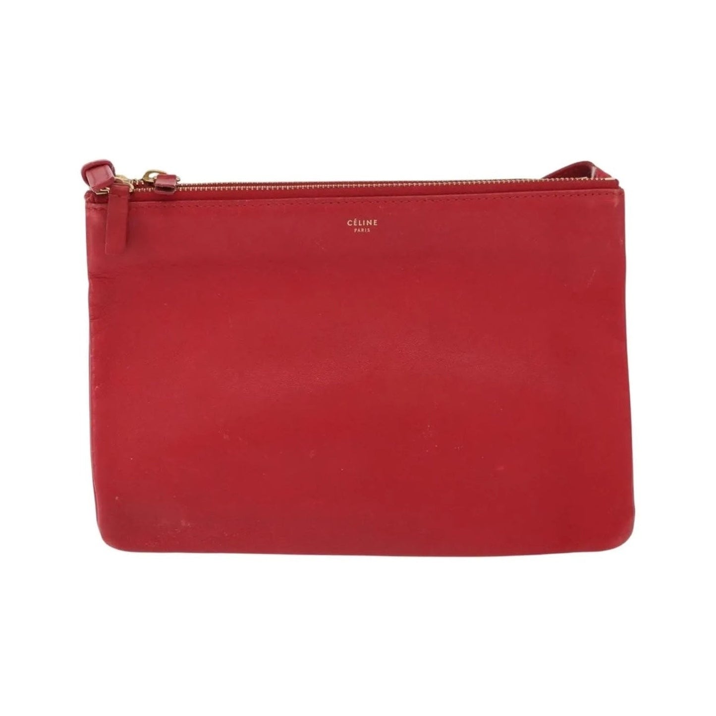 Celine Trio Leather, Red, Leather, Shoulder Bag