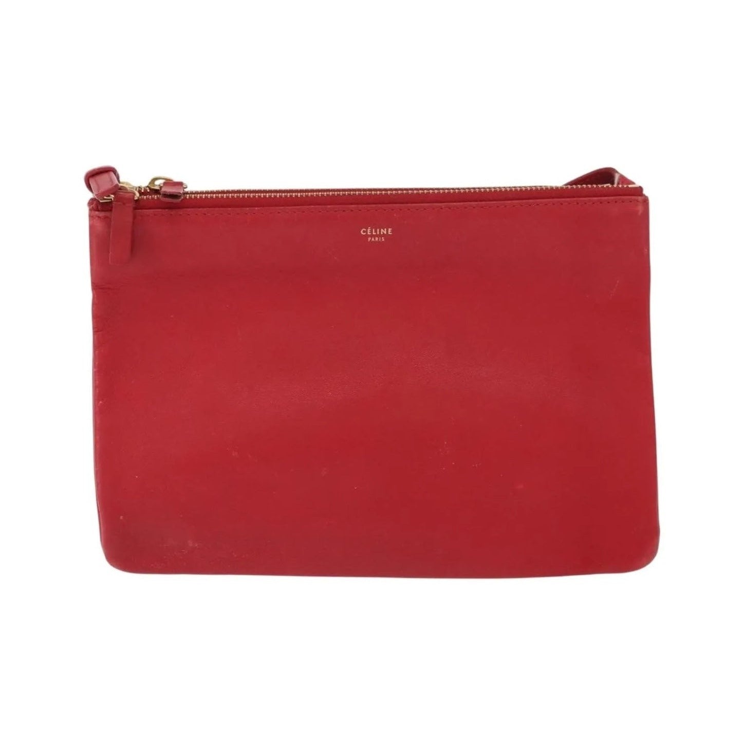 Celine Trio Leather, Red, Leather, Shoulder Bag