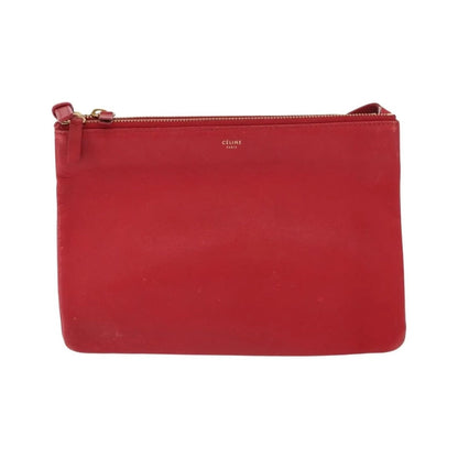 Celine Trio Leather, Red, Leather, Shoulder Bag