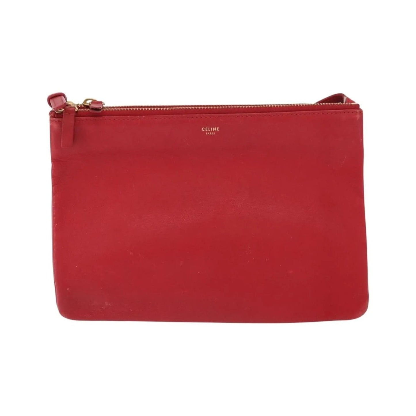 Celine Trio Leather, Red, Leather, Shoulder Bag