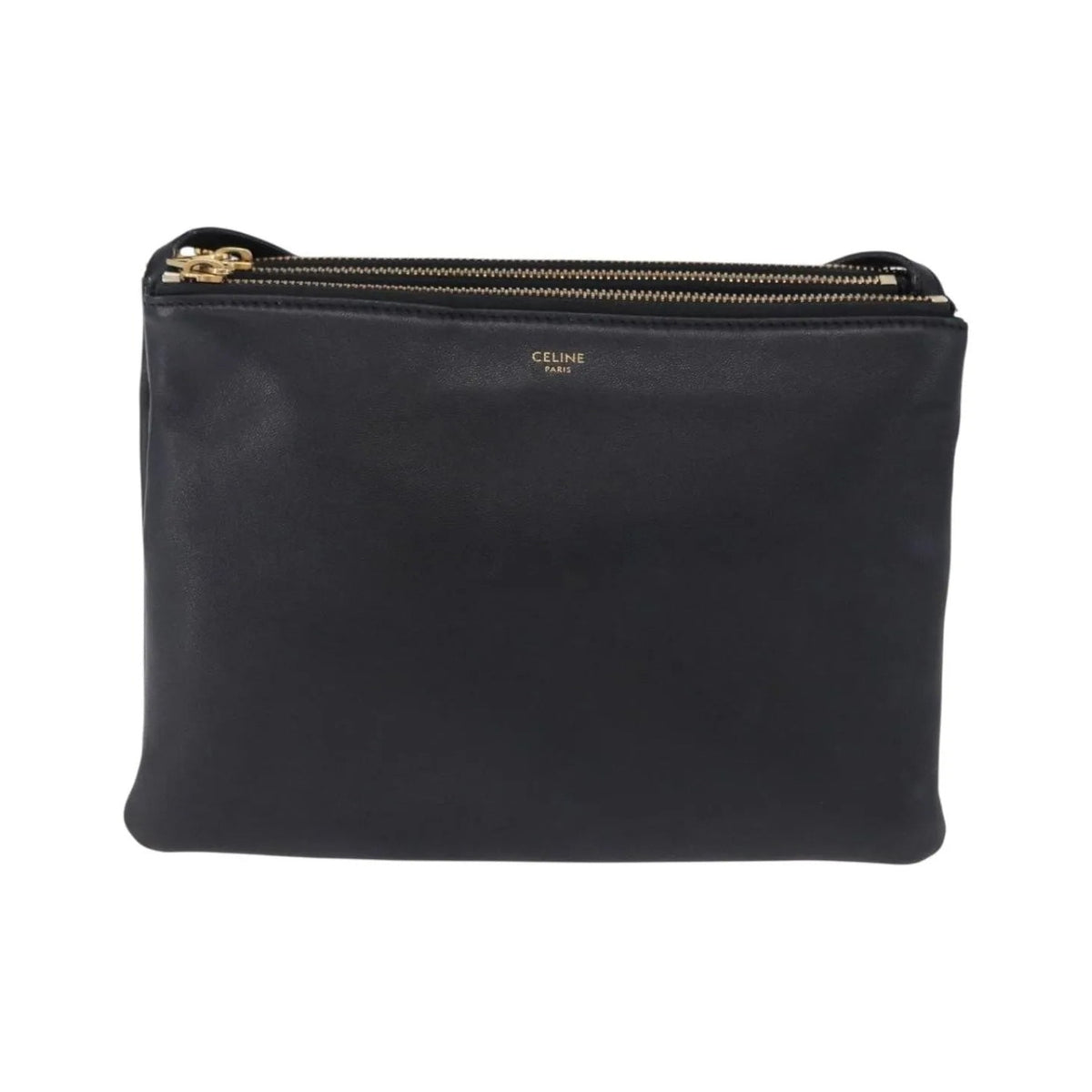 Celine Trio Leather, Black, Leather, Shoulder Bag