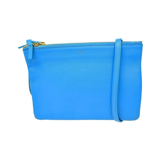 Celine Trio Leather, Blue, Leather, Shoulder Bag