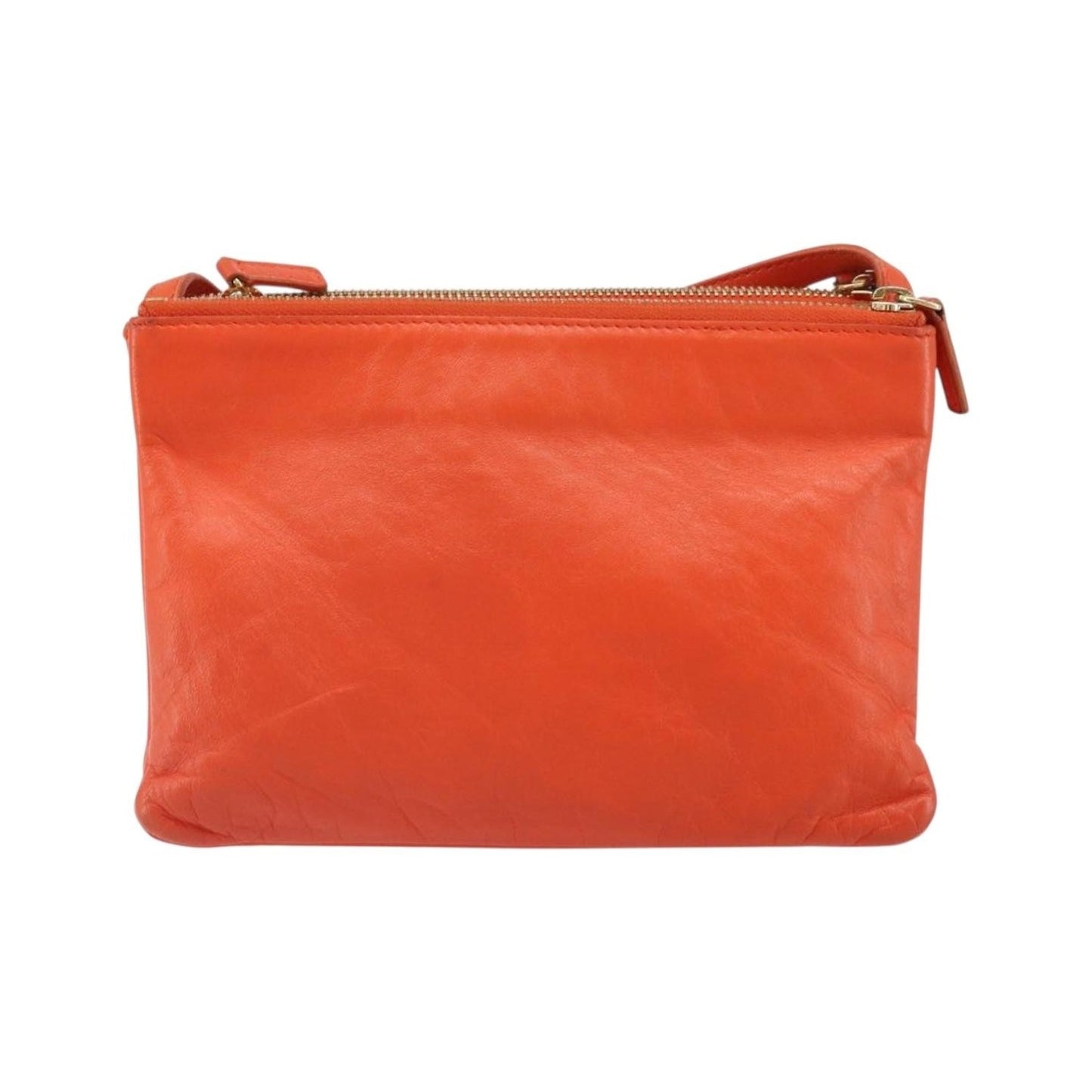 Celine Trio Leather, Orange, Leather, Shoulder Bag