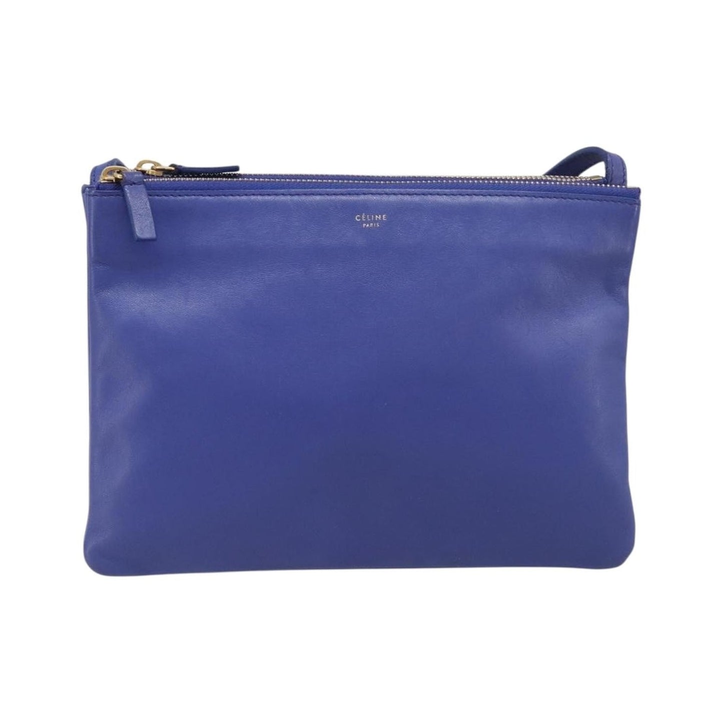 Celine Trio Leather, Blue, Leather, Shoulder Bag