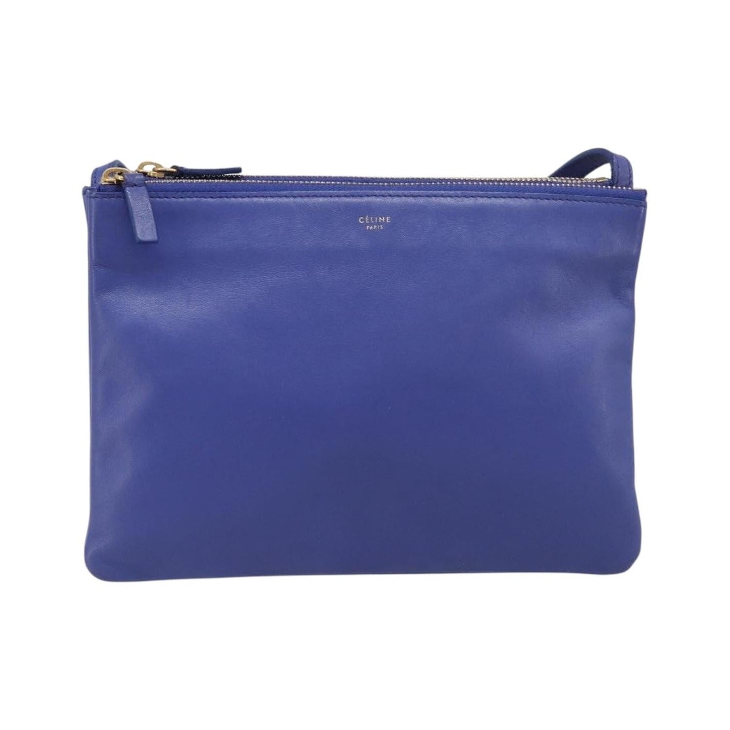 Celine Trio Leather, Blue, Leather, Shoulder Bag
