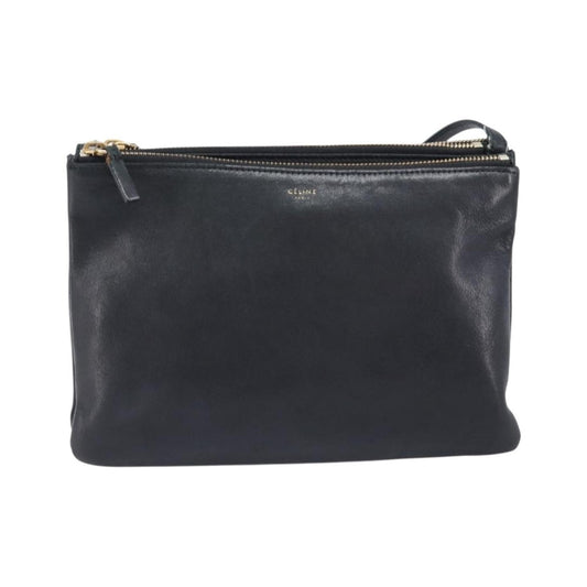 Celine Trio Leather, Black, Leather, Crossbody Bag