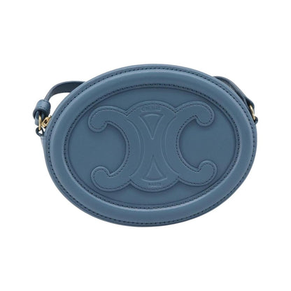 Celine Triomphe Oval Leather, Blue, Leather, Crossbody Bag