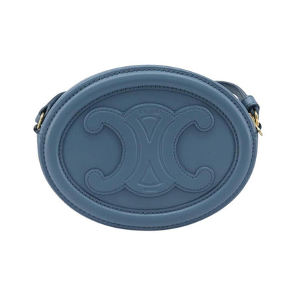 Celine Triomphe Oval Leather, Blue, Leather, Crossbody Bag