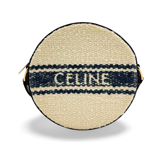 Celine triomphe tambour textile, Navy, Textile, Clutch
