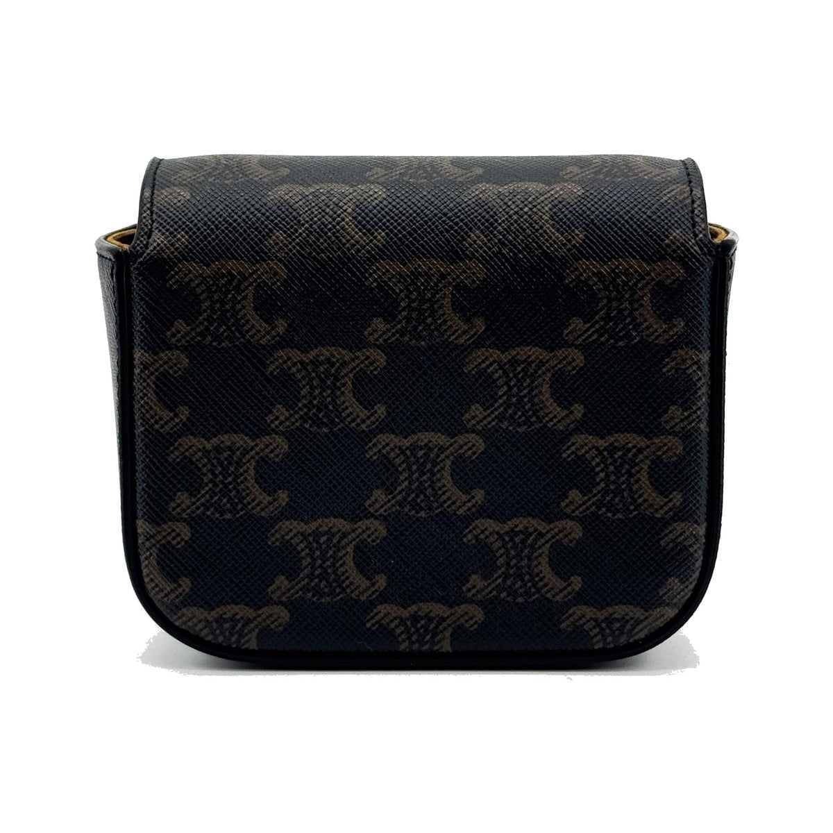 Celine Triomphe Triomphe Coated Canvas, Black, Canvas, Shoulder Bag