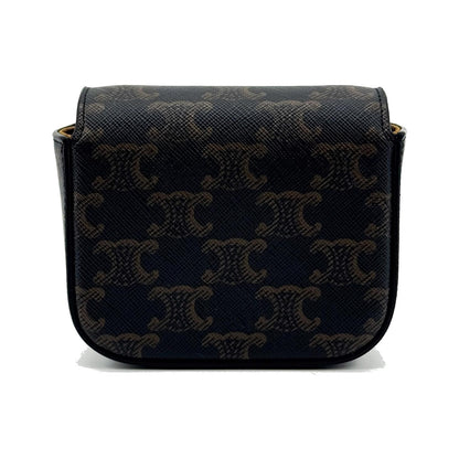 Celine Triomphe Triomphe Coated Canvas, Black, Canvas, Shoulder Bag