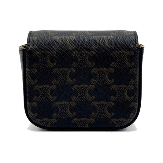Celine Triomphe Triomphe Coated Canvas, Black, Canvas, Shoulder Bag