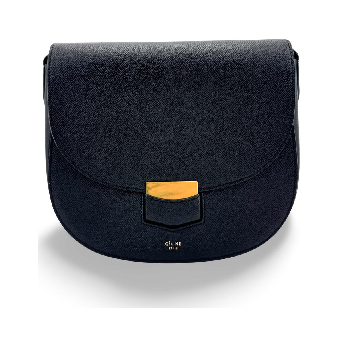 Celine Trotteur Calfskin, Navy, Leather, Crossbody Bag