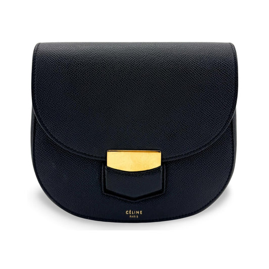 Celine Trotteur Calfskin, Black, Leather, Crossbody Bag