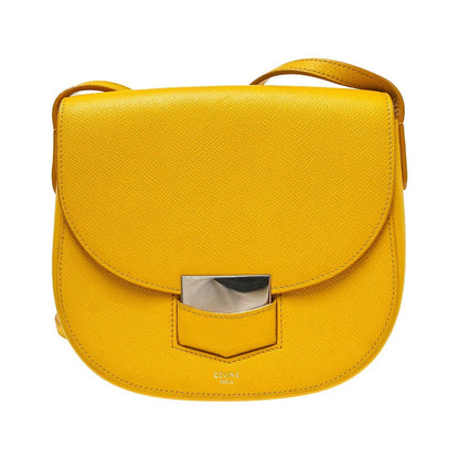 Celine Trotteur Grainy Leather, Yellow, Leather, Crossbody Bag