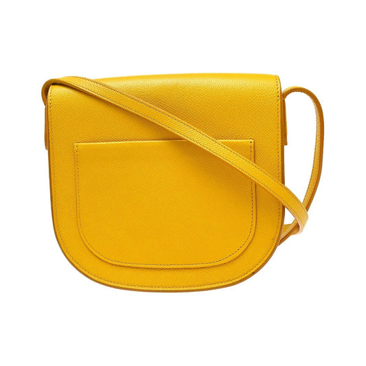 Celine Trotteur Grainy Leather, Yellow, Leather, Crossbody Bag