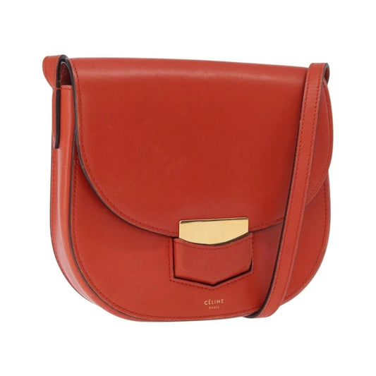 Celine Trotteur Messenger Calfskin, Orange, Leather, Shoulder Bag