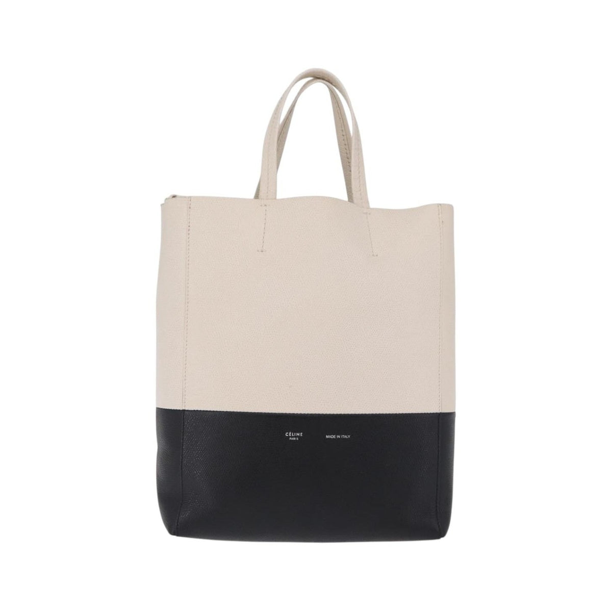 Celine Vertical Bi-Cabas Leather, Black, Leather, Tote Bag