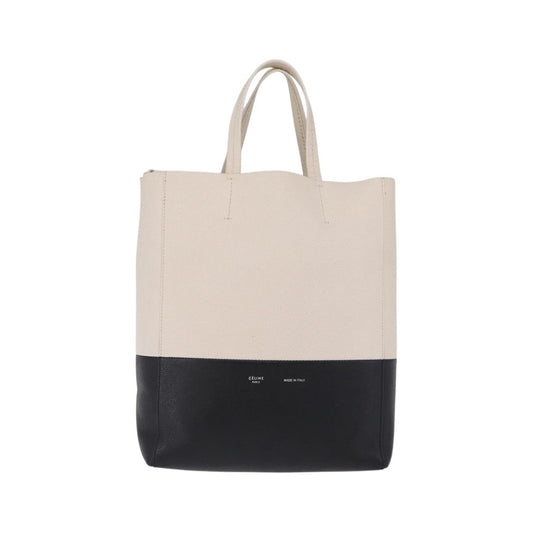 Celine Vertical Bi-Cabas Leather, Black, Leather, Tote Bag