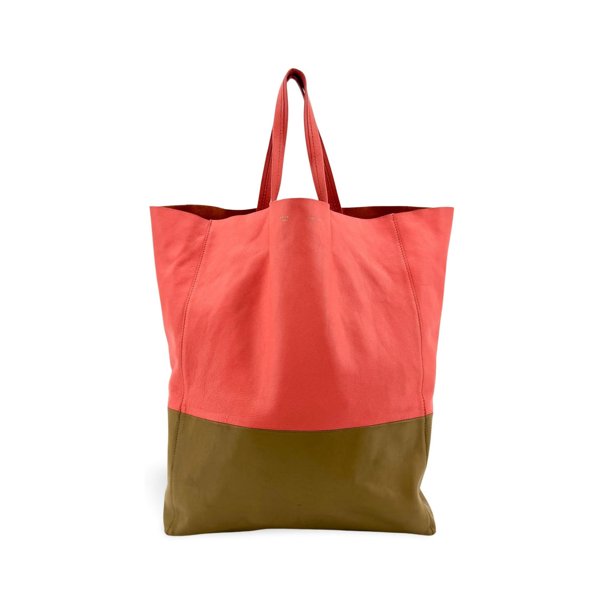 Celine Vertical Bi-Cabas Leather, Pink, Leather, Tote Bag