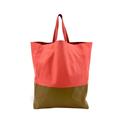 Celine Vertical Bi-Cabas Leather, Pink, Leather, Tote Bag