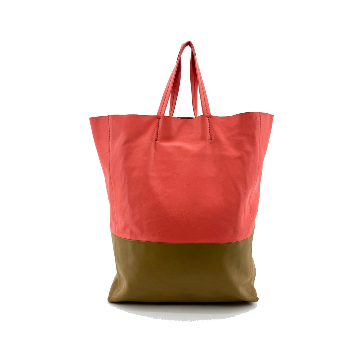 Celine Vertical Bi-Cabas Leather, Pink, Leather, Tote Bag