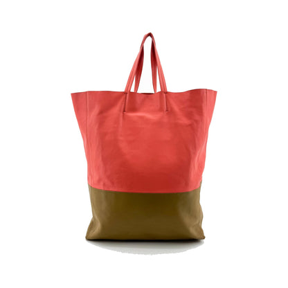 Celine Vertical Bi-Cabas Leather, Pink, Leather, Tote Bag