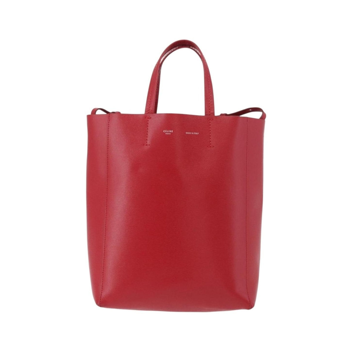 Celine Vertical Cabas Leather, Red, Leather, Tote Bag