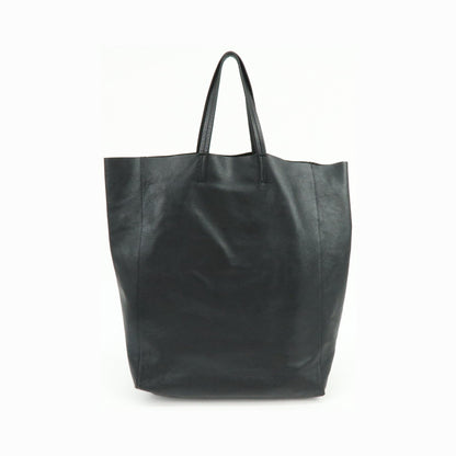 Celine Vertical Cabas Leather, Black, Leather, Tote Bag