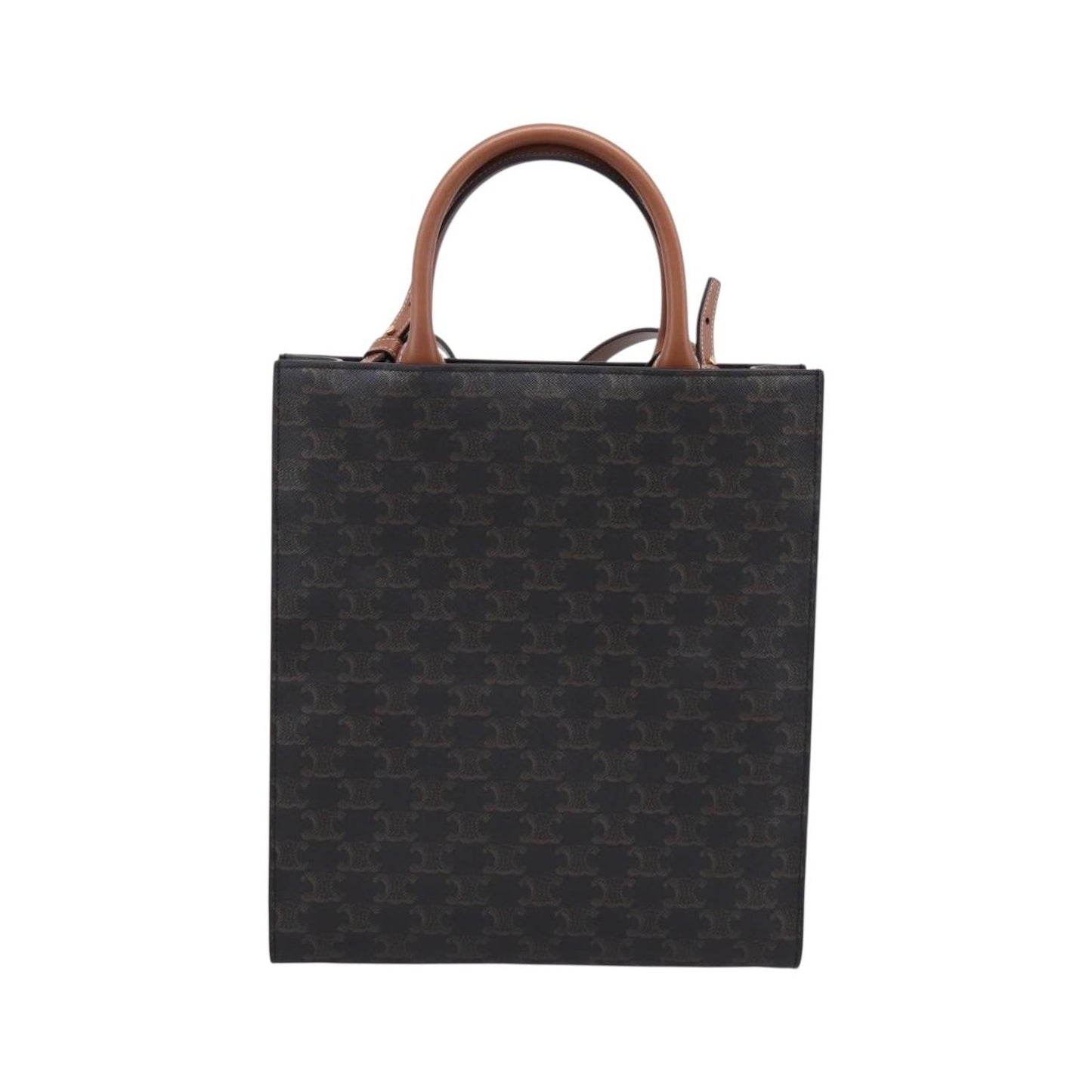 Celine Vertical Cabas Tote Triomphe Coated Canvas, Brown, Canvas, Tote Bag