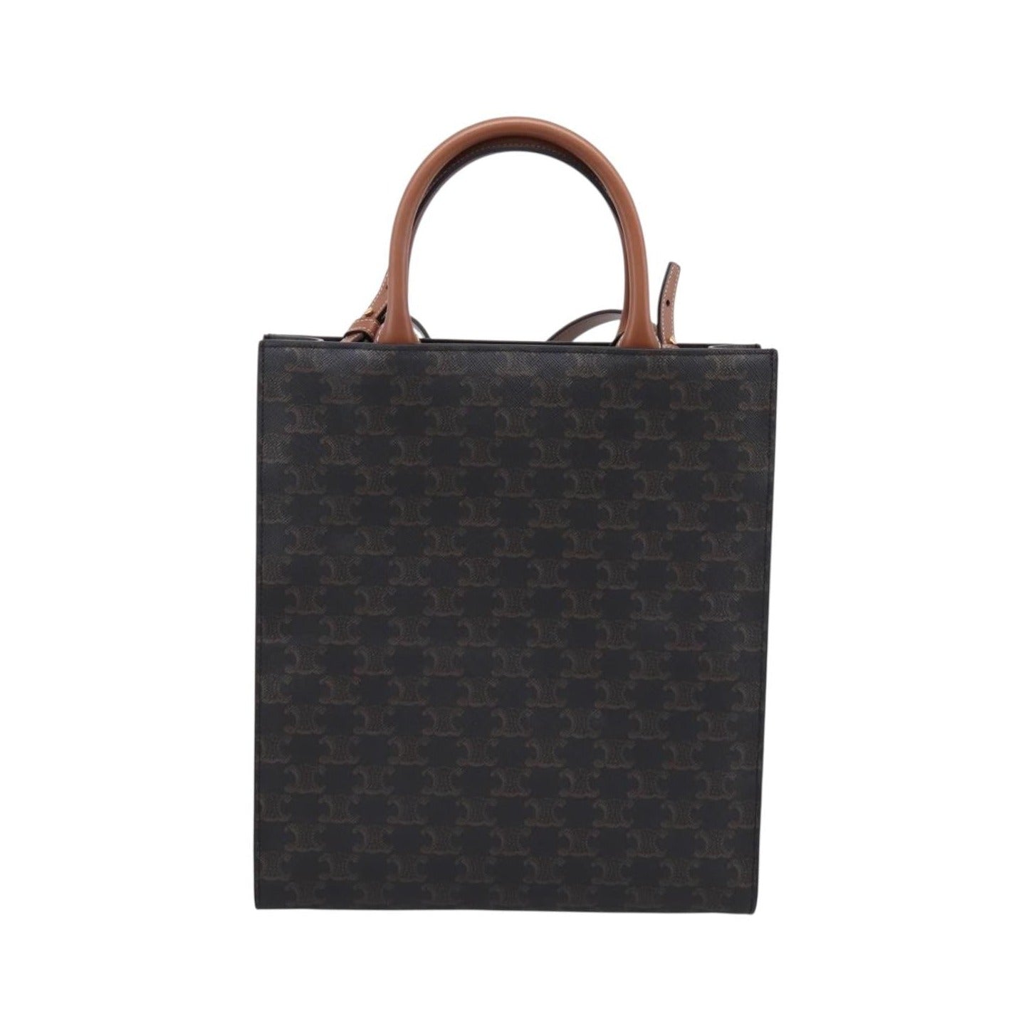 Celine Vertical Cabas Tote Triomphe Coated Canvas, Brown, Canvas, Tote Bag