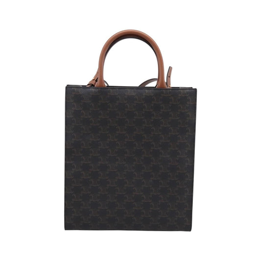Celine Vertical Cabas Tote Triomphe Coated Canvas, Brown, Canvas, Tote Bag