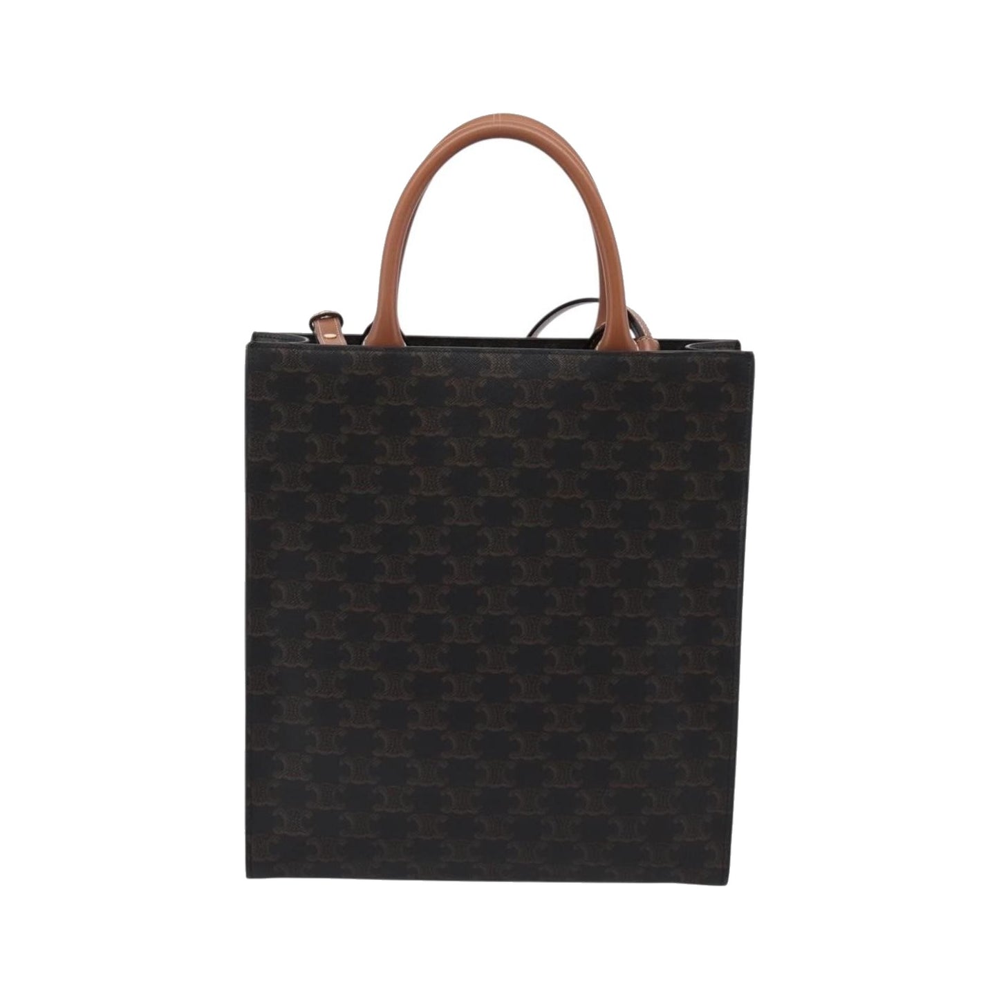 Celine Vertical Cabas Triomphe Coated Canvas, Brown, Canvas, Tote Bag
