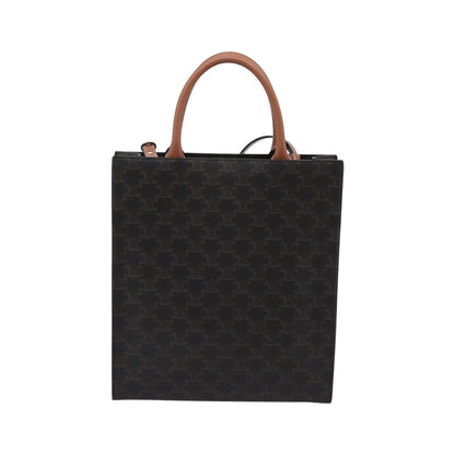Celine Vertical Cabas Triomphe Coated Canvas, Brown, Canvas, Tote Bag