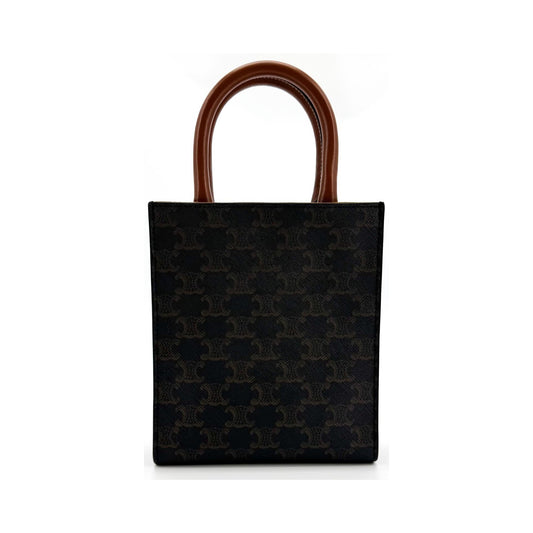 Celine Vertical Cabas Triomphe Coated Canvas, Brown, Canvas, Tote Bag