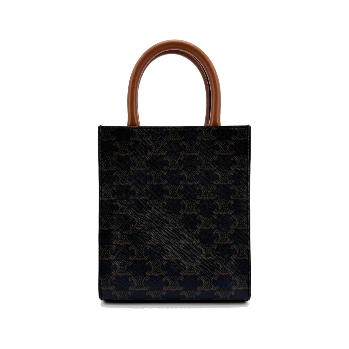 Celine Vertical Cabas Triomphe Coated Canvas, Black, Canvas, Tote Bag