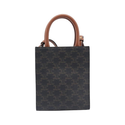 Celine Vertical Cabas Triomphe Coated Canvas, Black, Canvas, Tote Bag