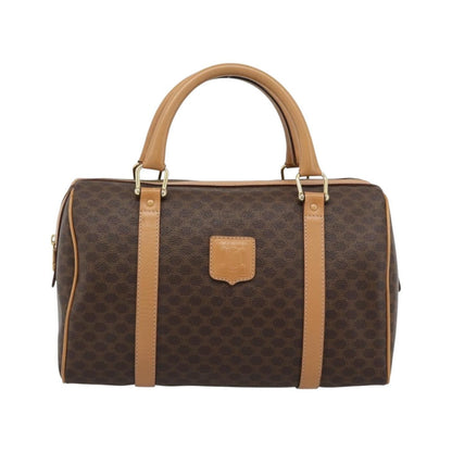 Celine Vintage Boston Macadam Coated Canvas, Brown, PVC, Handbag