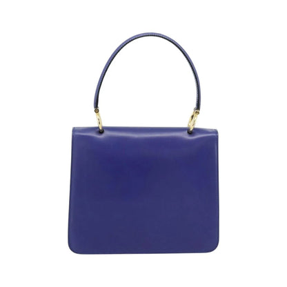 Celine Vintage Carriage Top Handle Leather, Blue, Leather, Handbag