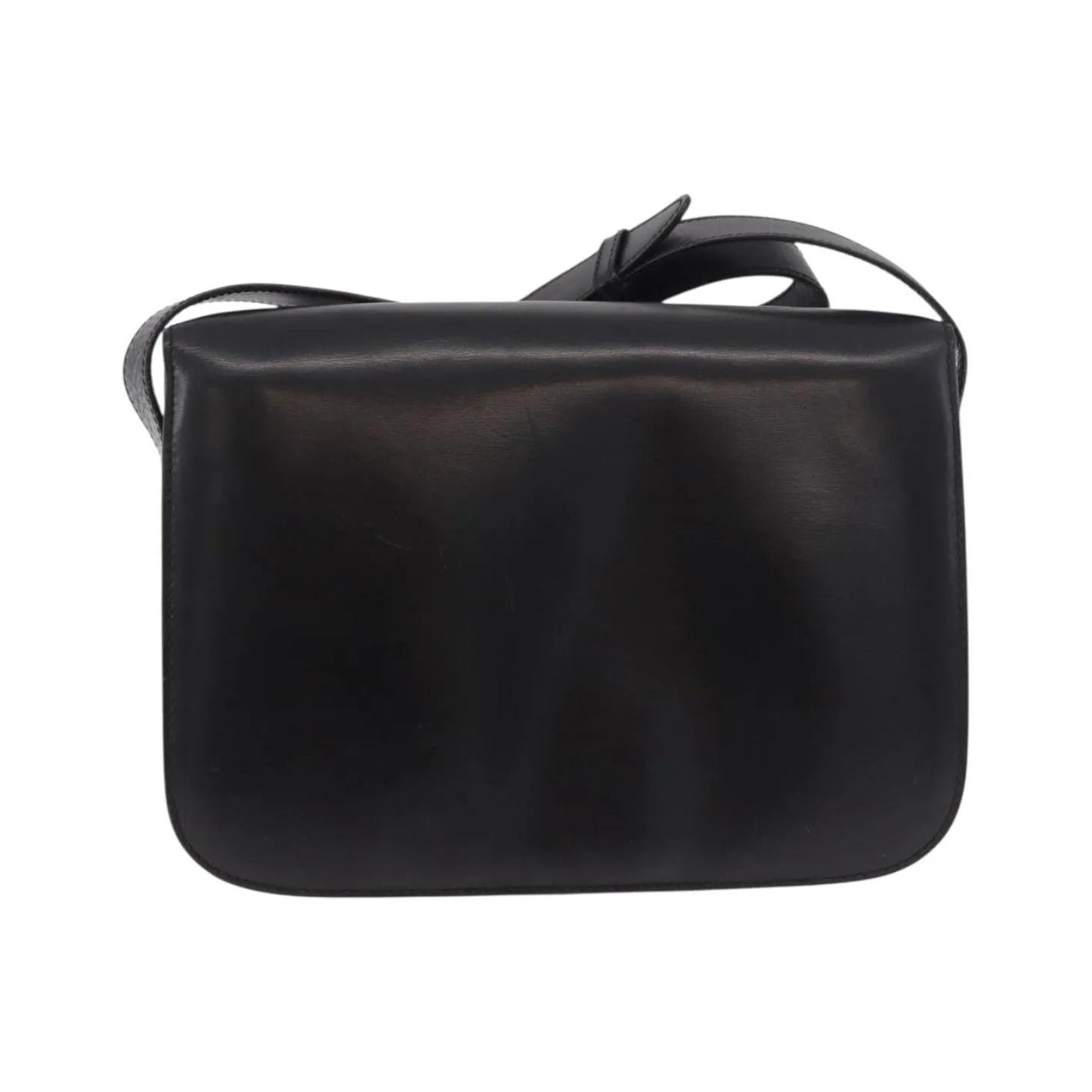 Celine Vintage Circle Logo Leather, Black, Leather, Shoulder Bag
