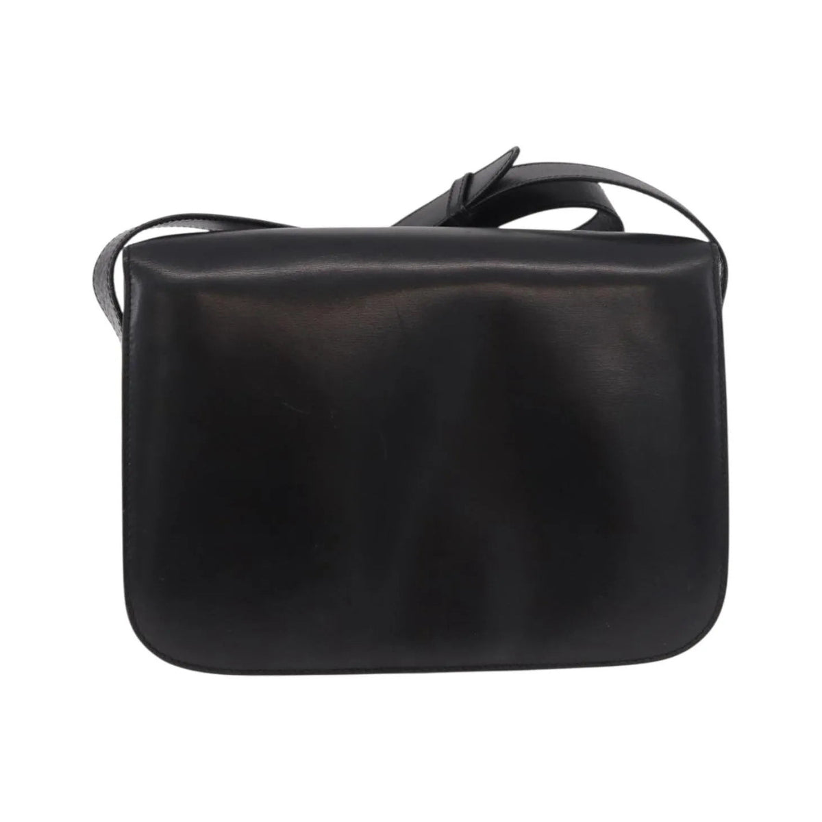 Celine Vintage Circle Logo Leather, Black, Leather, Shoulder Bag