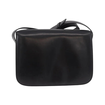 Celine Vintage Circle Logo Leather, Black, Leather, Shoulder Bag
