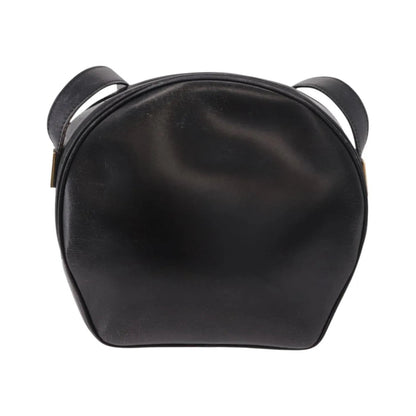 Celine Vintage Circle Logo Leather, Black, Leather, Shoulder Bag