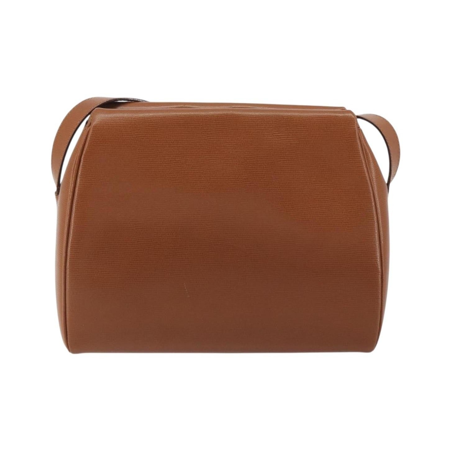 Celine Vintage Circle Logo Leather, Brown, Leather, Shoulder Bag
