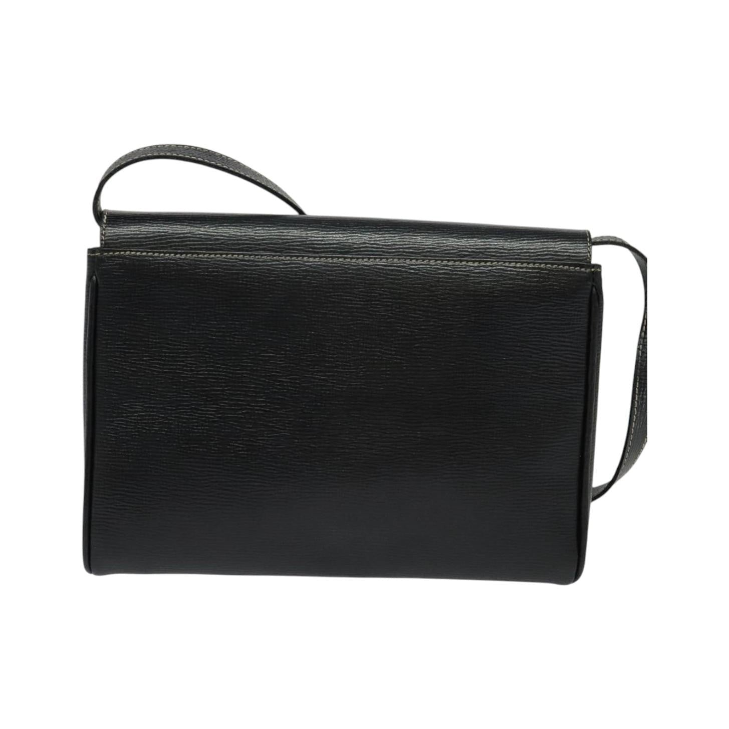 Celine Vintage Circle Logo Leather, Black, Leather, Handbag