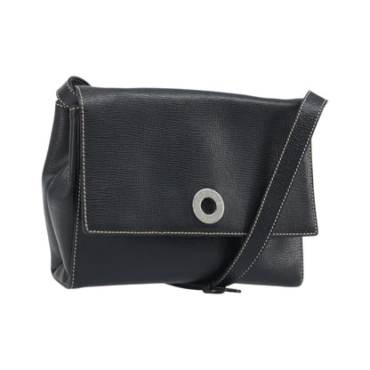 Celine Vintage Circle Logo Leather, Black, Leather, Crossbody Bag